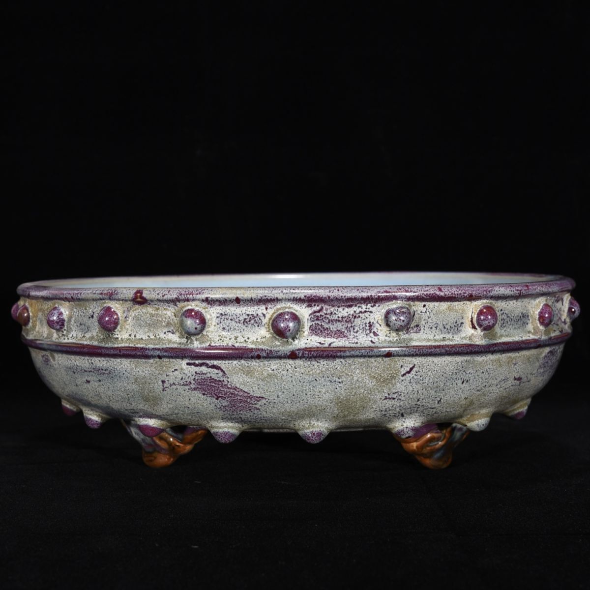 【永】宋時代 鈞窯 鼓釘紋筆洗 古陶磁器 陶芸 皿 中国陶瓷器 唐瓷 置物擺件 古美術品 古賞物 収集 旧家蔵出 中国唐物 A422拍卖