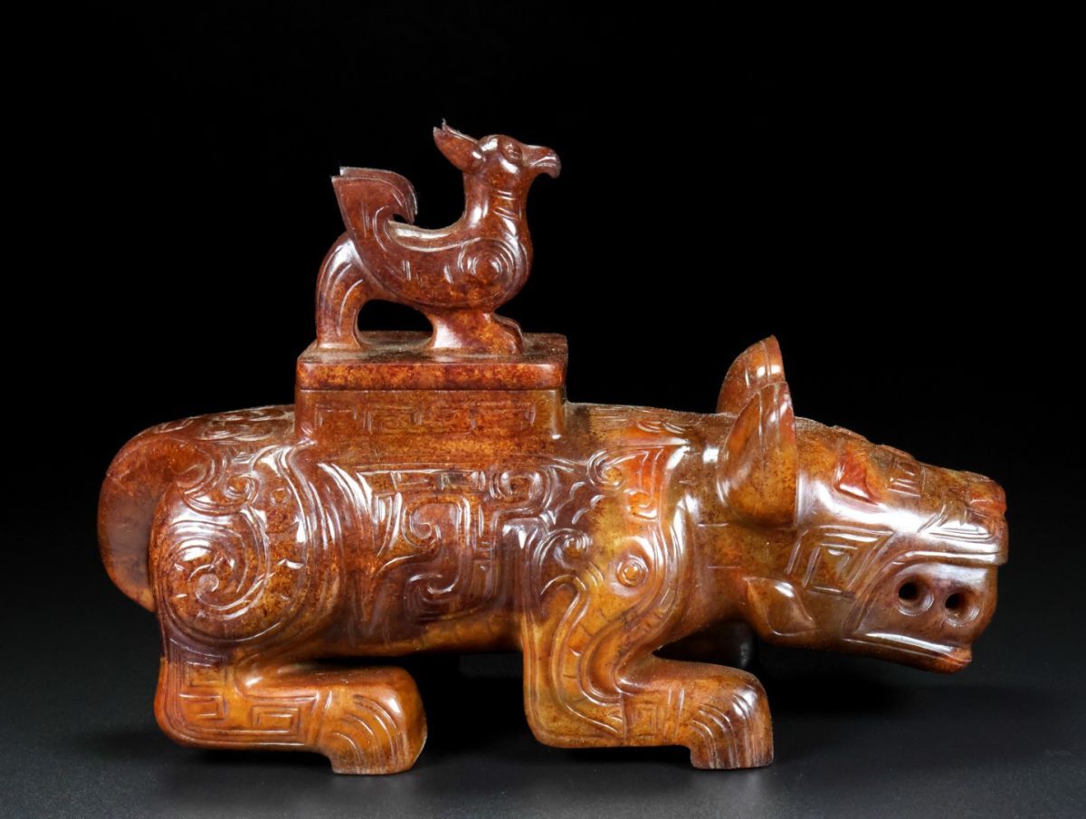 【永】漢代時期 和田玉 古玉彫 高古玉 瑞獸尊 極細工 置物擺件 古美術品 時代物 古董品 古美味 収集 骨董品 旧家蔵出 中国唐物 1854g拍卖