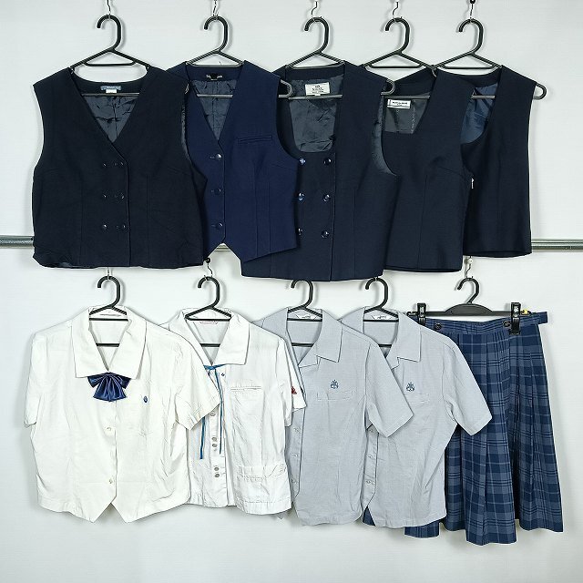 ベスト ブラウス スカート チェック 1円 中古 制服 学生服 琴丘高校 宮崎北高校 宮崎小林高校 所沢中央中学 セット 詰合わせ 39CS-639 DF拍卖