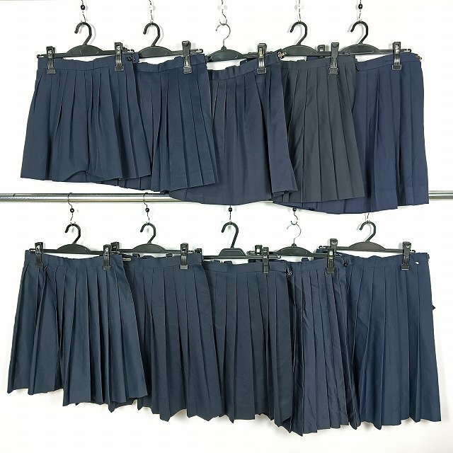 スカート 無地 紺 吊りスカート キッズ含む 車ヒダ 1円 中古 制服 学生服 10枚 セット 詰合わせ 39CS-595 DF拍卖