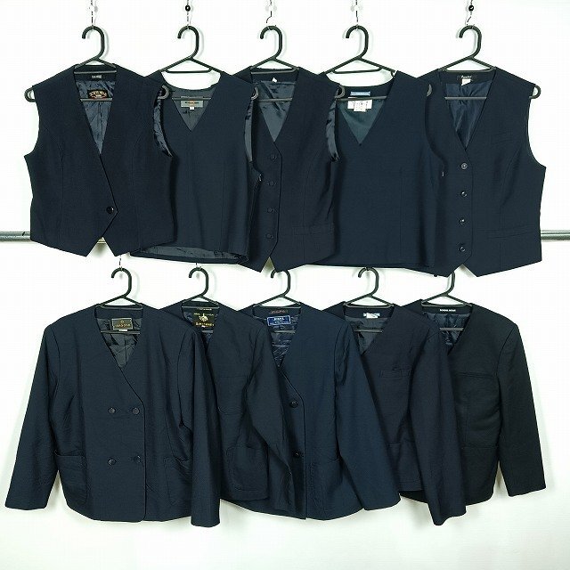 イートン ベスト 無地 紺 1円 中古 制服 学生服 埼玉伊奈学園中学 10枚 セット 詰合わせ 39CS-608 DF拍卖