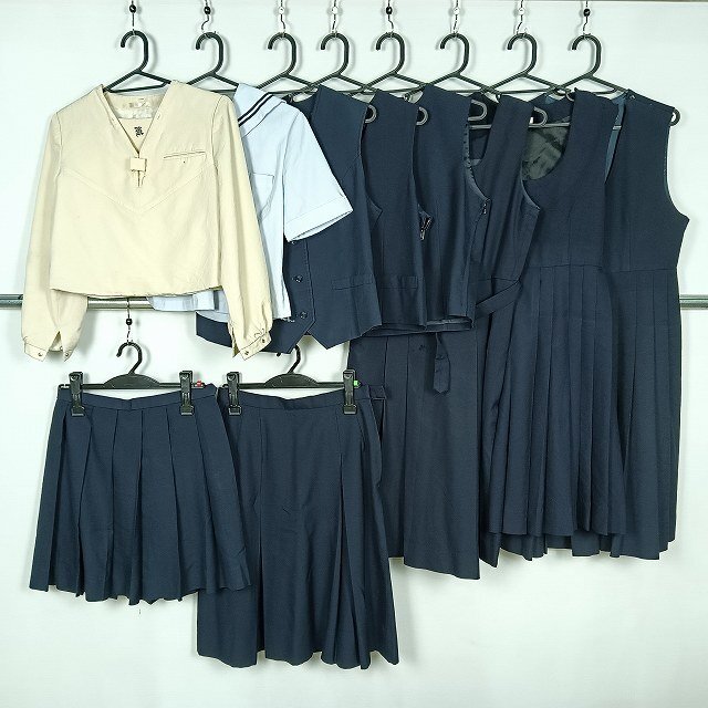 セーラー服 ベスト スカート ジャンスカ 襟なしセーラー服 1円 中古 制服 熊本菊池高校 埼玉伊奈学園総合高校 セット 詰合わせ 39CS-618 DF拍卖