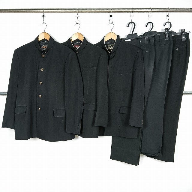 メンズ 学ラン 学生服 学生ズボン 無地 黒 カシドス 1円 中古 制服 学生服 セット 詰合わせ 39CS-666 DF拍卖