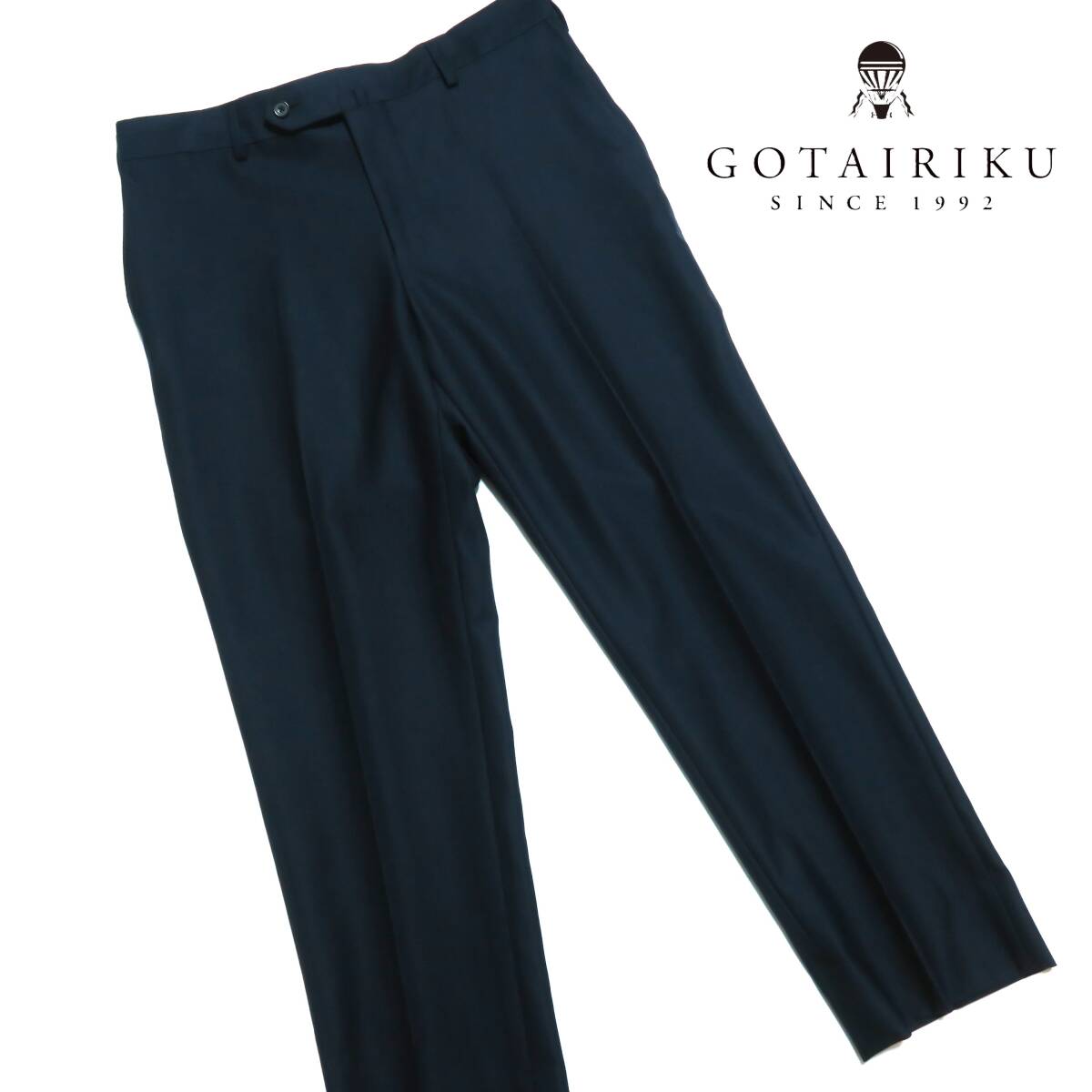 R055■秋冬 五大陸 GOTAIRIKU ゴタイリク 紺色系シャドーストライプ 高級ウールスラックス W84cm オンワード樫山拍卖