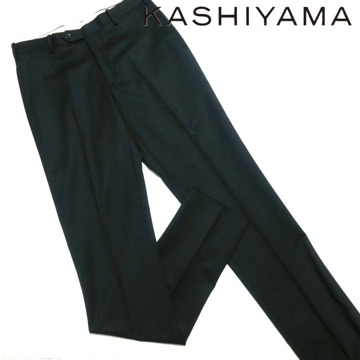 R064■秋冬 オンワード樫山 KASHIYAMA カシヤマ グレー色無地 ノータック ウールスラックス W82cm拍卖