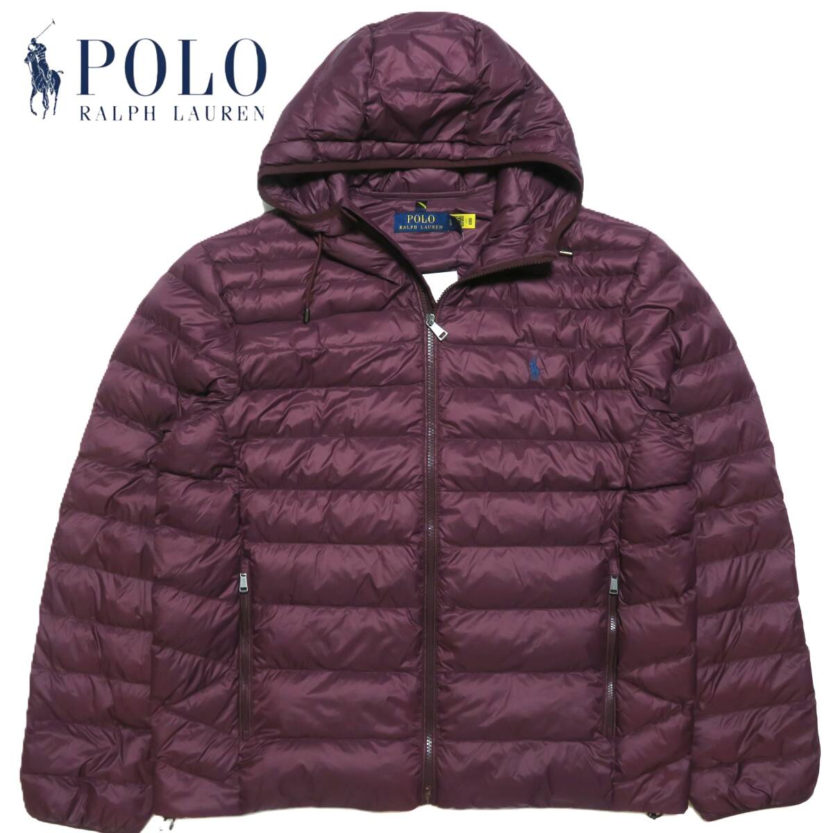 B010■秋冬 ポロラルフローレン POLO RALPH LAUREN エンジ色系 軽量アウター 中綿 フーデッドブルゾン 日本XLサイズ 未使用品拍卖