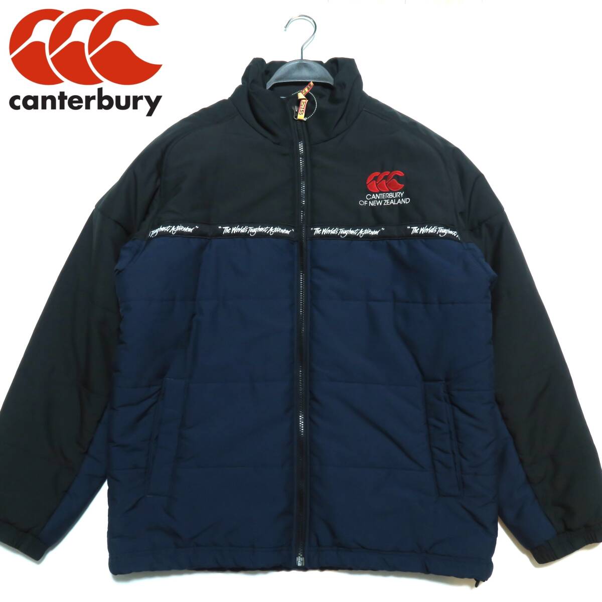 B013■USED 中古衣料 秋冬 カンタベリー CANTERBURY 黒+青色系無地 切替 中綿ブルゾン Mサイズ拍卖