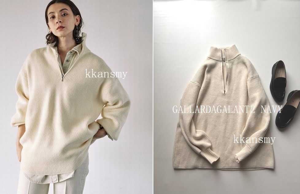 GALLARDAGALANTE NAVYガリャルダガランテネイビー*ハーフZIPワイドスリーブプルオーバー拍卖