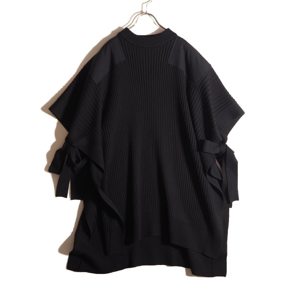 P5238A15 ▼HYKE ハイク▼ 11177 COMMAND SWEATER PONCHO ニットポンチョ ブラック / ウールニット プルオーバー ベスト 黒 秋冬拍卖