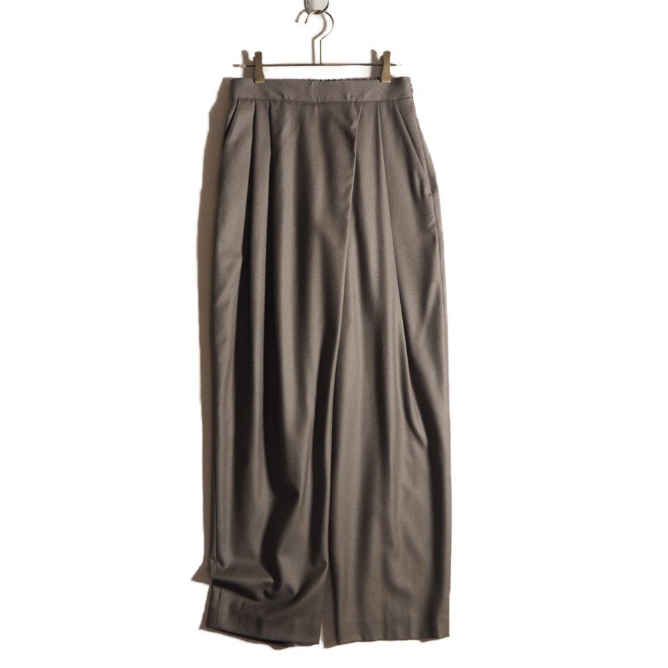 C4187f51 ▼conte コンテ▼ 24AW アシンメトリー テーパードパンツ ブラウン 38 / 8514-144-0007 ワイド ウール ストレッチ 秋冬拍卖