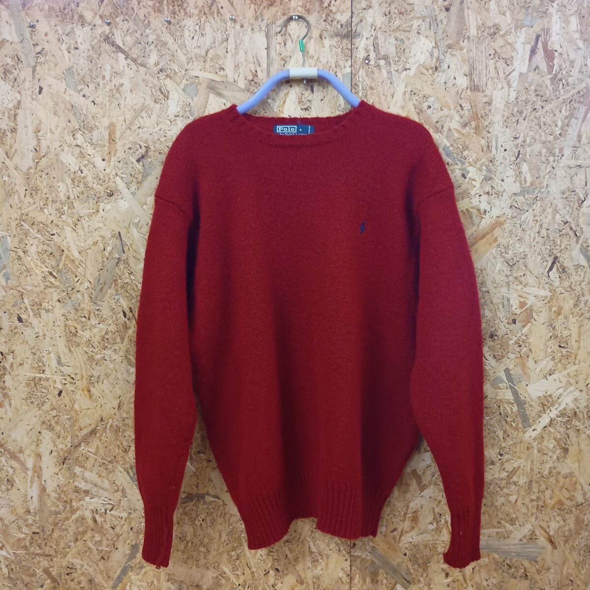 (A-53) Polo Ralph Lauren ニット 赤 100%wool サイズ表記無し(およそL)拍卖