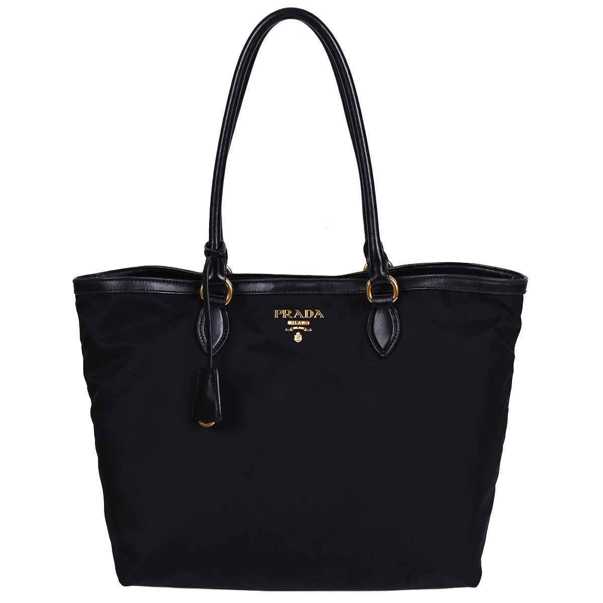 プラダ PRADA ロゴ金具 トートバッグ ワンショルダー 肩掛け レディース テスート ナイロン レザー ブラック 黒 ゴールド金具 1BG158 中古拍卖