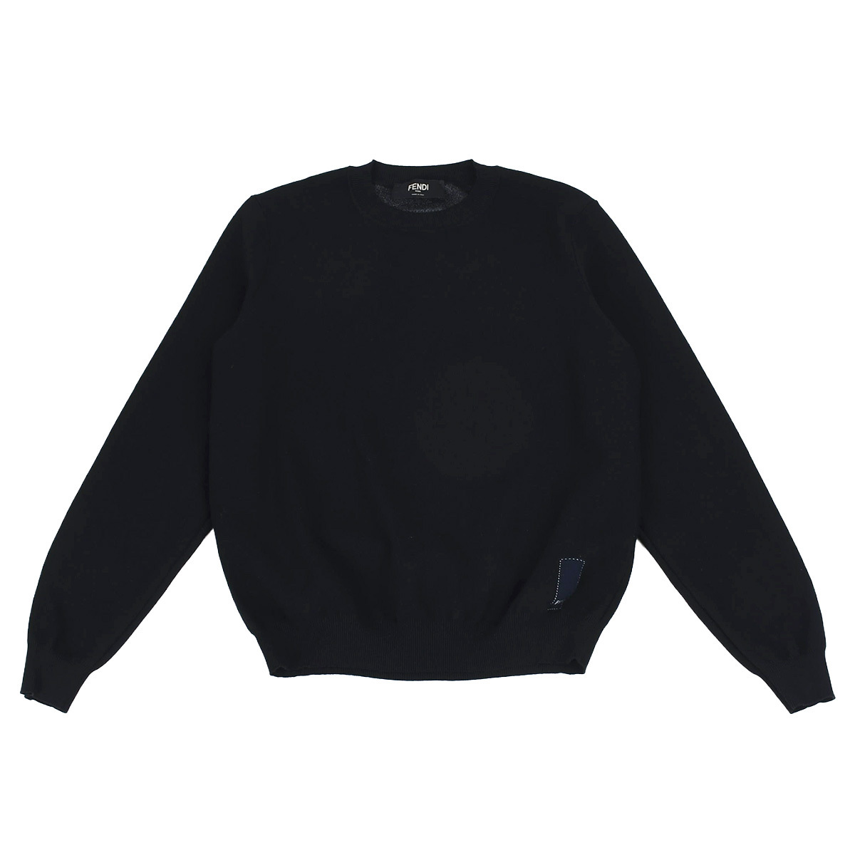 フェンディ FENDI ニット セーター ロゴ クルーネック 長袖 トップス レーヨン ポリエステル ブラック 黒 サイズ48 FZX030 中古拍卖