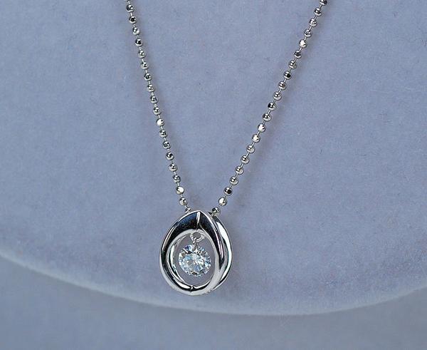 Pt900 ペンダントネックレス 一粒ダイヤモンド 0.333ct 宝石鑑定付 プラチナネックレス 揺れるデザイン レディース ジュエリー 中古拍卖