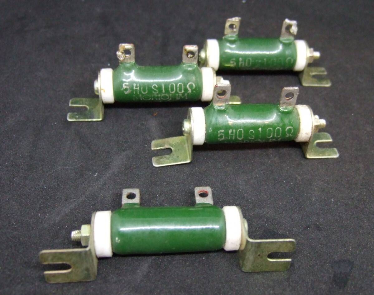 ホーロー抵抗器 巻線抵抗器 100オーム(100Ω)5W 長期在庫品4個 拍卖