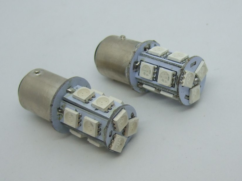 <LEDW05R-002> 2個セット 13SMD LED ブレーキ・テールライト<レッド・赤色>S25 ダブル球(12V 21/5W) 小型車用拍卖