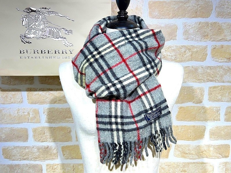 Burberrys OF LONDON/バーバリー ウール100% チェック マフラー イギリス製 ※訳あり品 【1324y3】拍卖