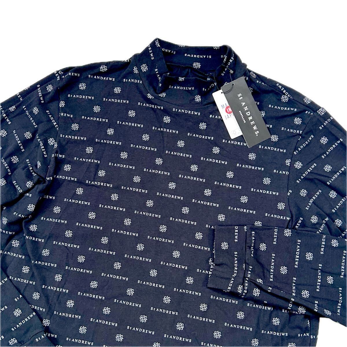 ☆新品☆St ANDREWS セントアンドリュース / ロゴ × ロゴマークデザイン モックネックシャツ / サイズ LL拍卖