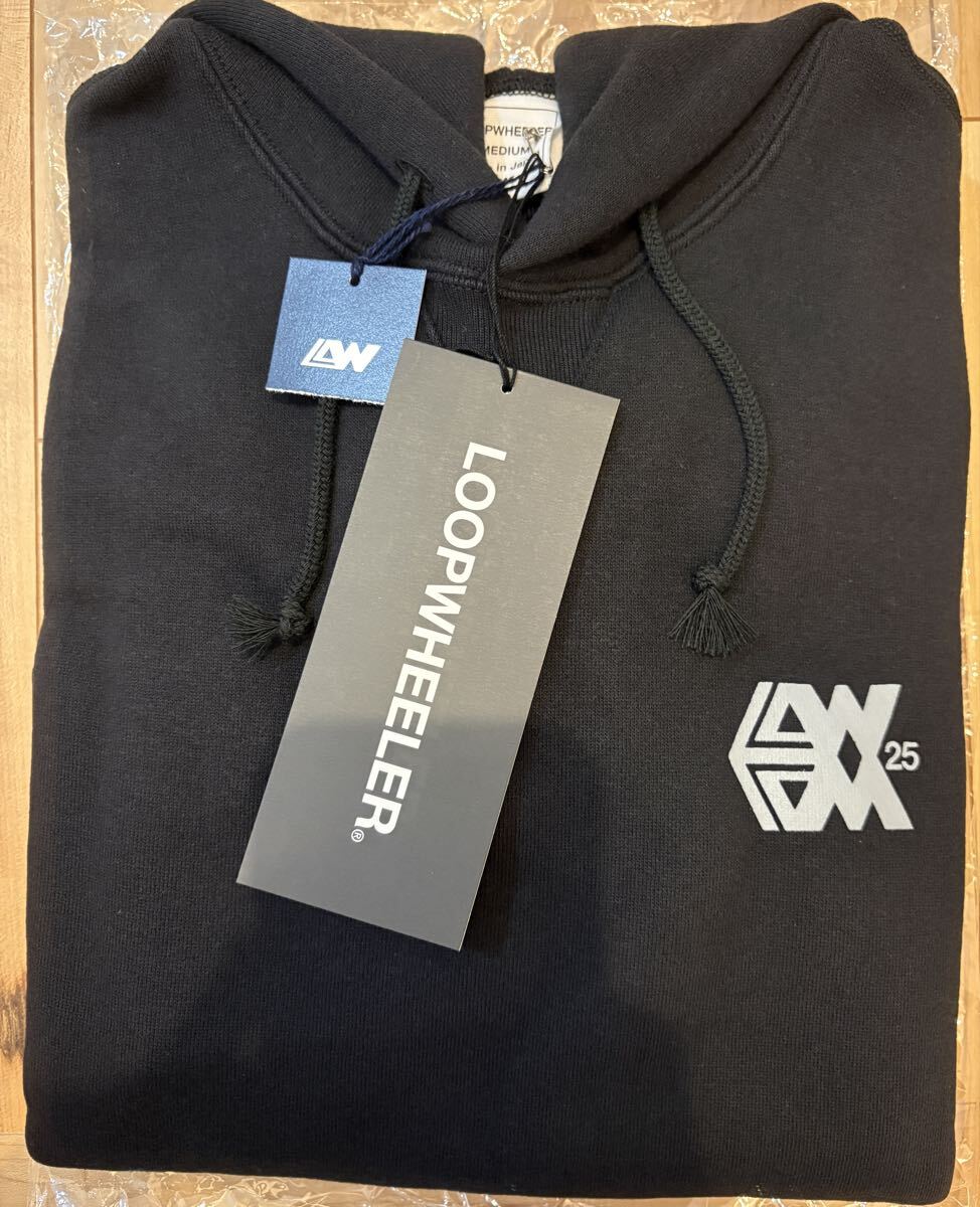 新品 LOOPWHEELER 25周年記念 LW05プルオーバーフーディ Mサイズ カラー ブラック ループウィラー 同梱可拍卖