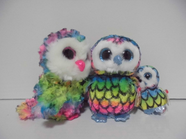 Tyビーニーブーズ フクロウ オーウェン誕生日9/12Mサイズ Aria誕生日11/15Mサイズキーホルダー タグ付き拍卖