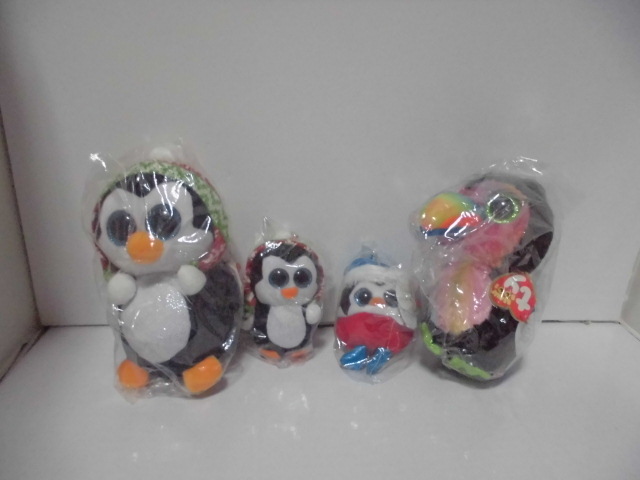 ぬいぐるみ Tyビーニーブーズ ペンギン ペネロピ 誕生日11/25 シュガープラム 九官鳥? Beaks 誕生日11/10 タグ付き拍卖