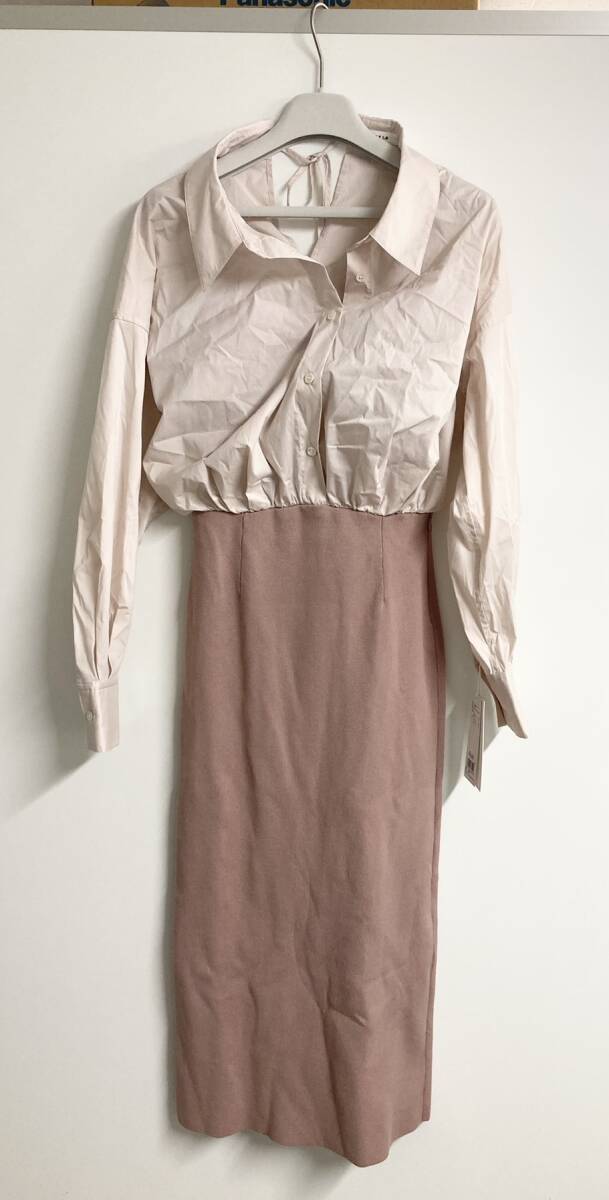 ☆ファッション☆ ◆未使用◆ FRAY I.D フレイアイディー シャツコンビタイトニットワンピース ワンピース拍卖