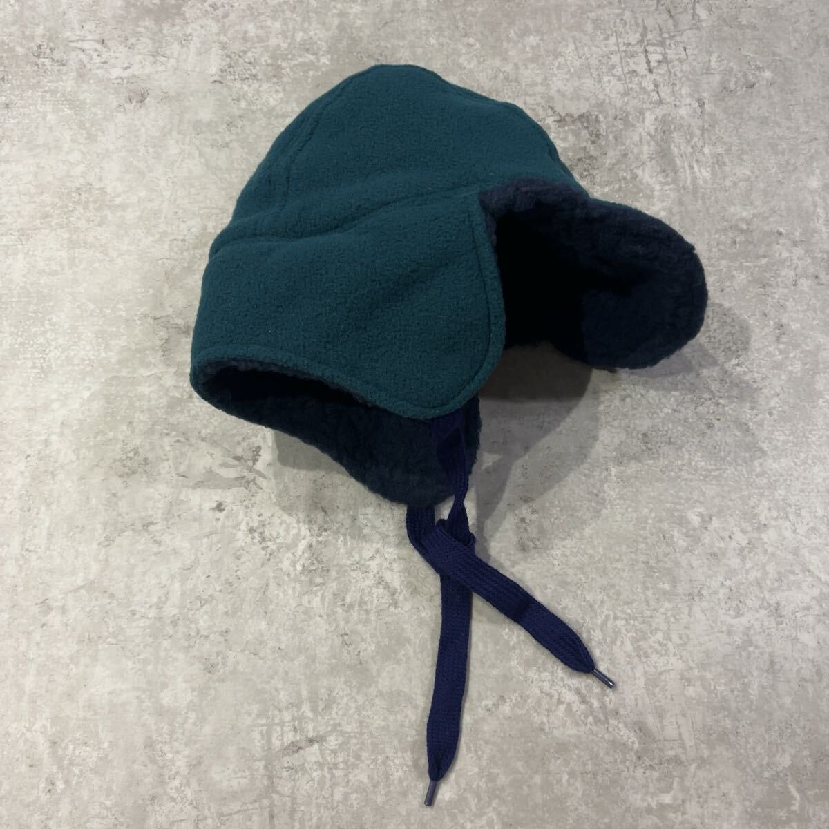 【USA製90s】Columbia コロンビア フリース トラッパーハット S/M ネイビー×グリーン ヴィンテージ フライトキャップ ボア フリース拍卖