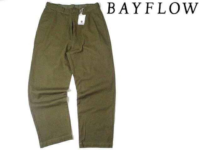 定価8800円■ 安い! 新品 未使用 ベイフロー ツイル チノパン 通年使える! Lサイズ カーキ BAYFLOW メンズ ワイド ロンハーマン拍卖