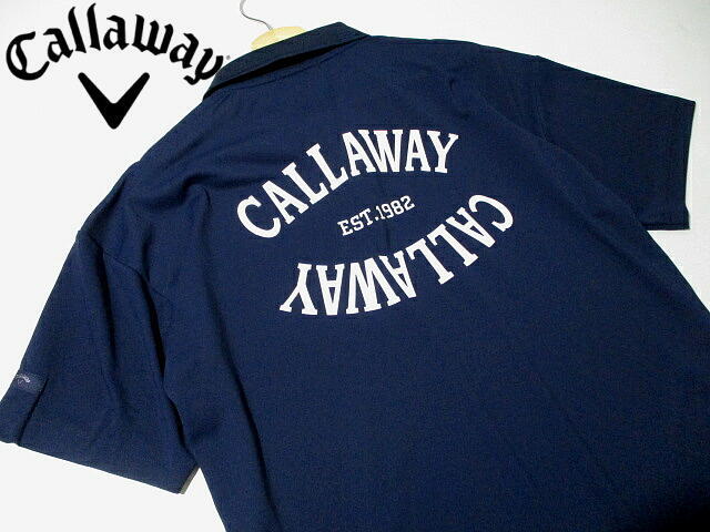 新品 未使用■ 即決! 安い! キャロウェイ ゴルフ バックプリント 半袖ポロシャツ Lサイズ 紺 ネイビー Callaway GOLF メンズ拍卖