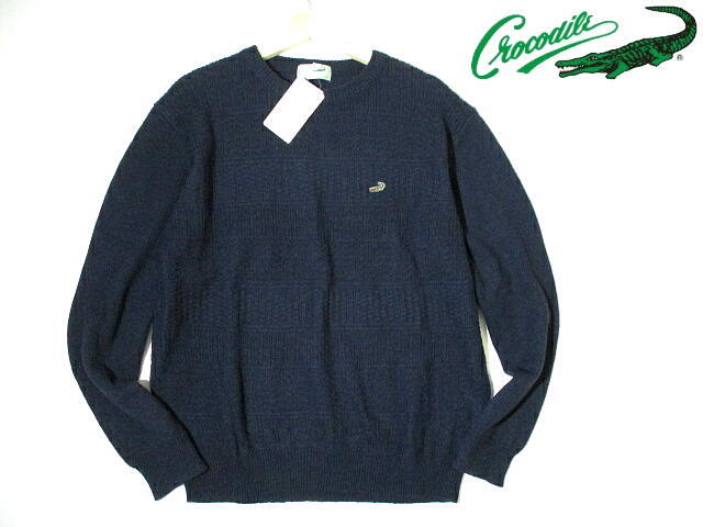 新品 未使用■ 定価11000円 即決 安い! クロコダイル ニット セーター 紺 ネイビー Crocodile メンズ LLサイズ XL ウール混拍卖