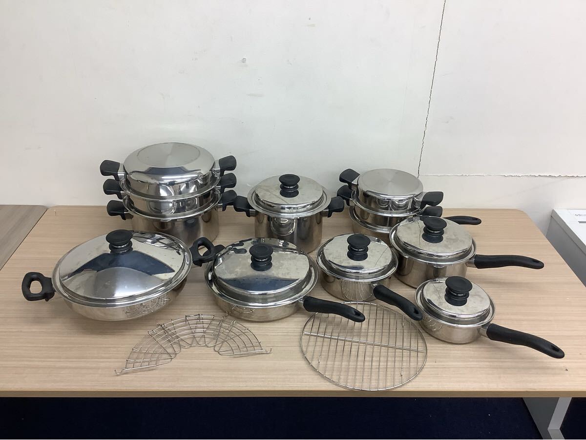 ◯営NI130-T160【埼玉発】Amway Queen 鍋 フライパン まとめ8点売り 18/8ステンレス MULTI-PLY クックウェアセット キッチン用品 調理器具拍卖