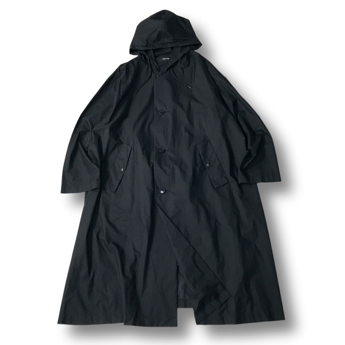 《オススメ◎》Zucca ズッカ★収納袋内蔵*ロングフーデットコート*ジャケット*ブラック*サイズM(MA9629)◆S60拍卖