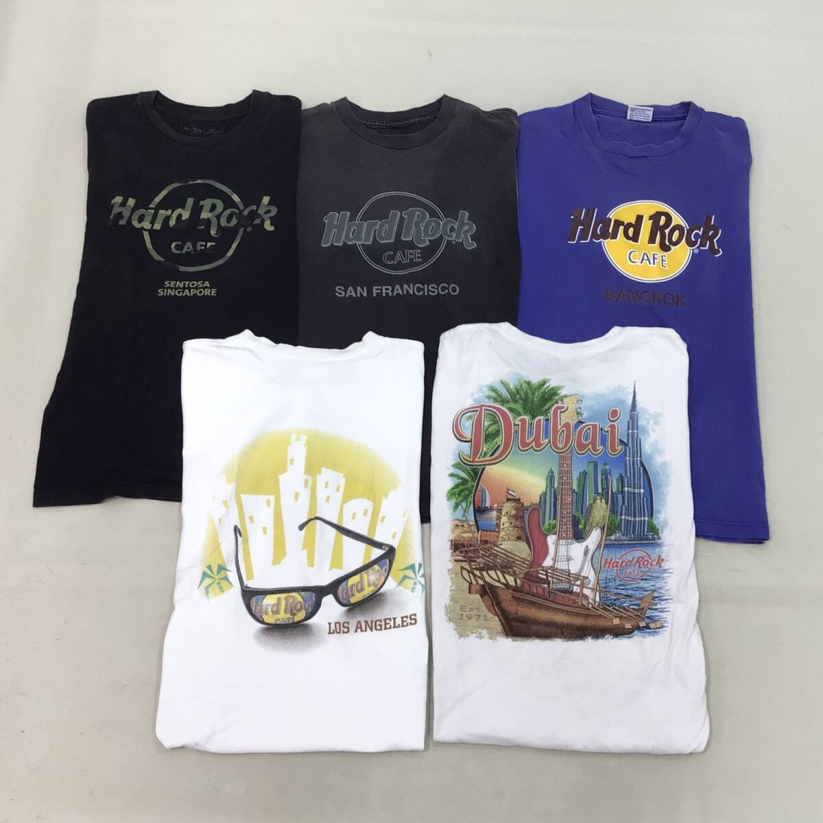 ■Hard Rock Cafe ハードロックカフェ メンズ 半袖Tシャツ 5点 まとめ商品 サイズMIX 古着 コレクション 中古卸 1.08kg拍卖