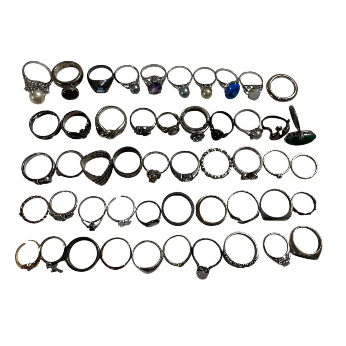 ★ シルバーアクセサリー シルバーリング アソート 50点 まとめ売り デザインリング 飾り付き 総重量173g 0.17kg拍卖