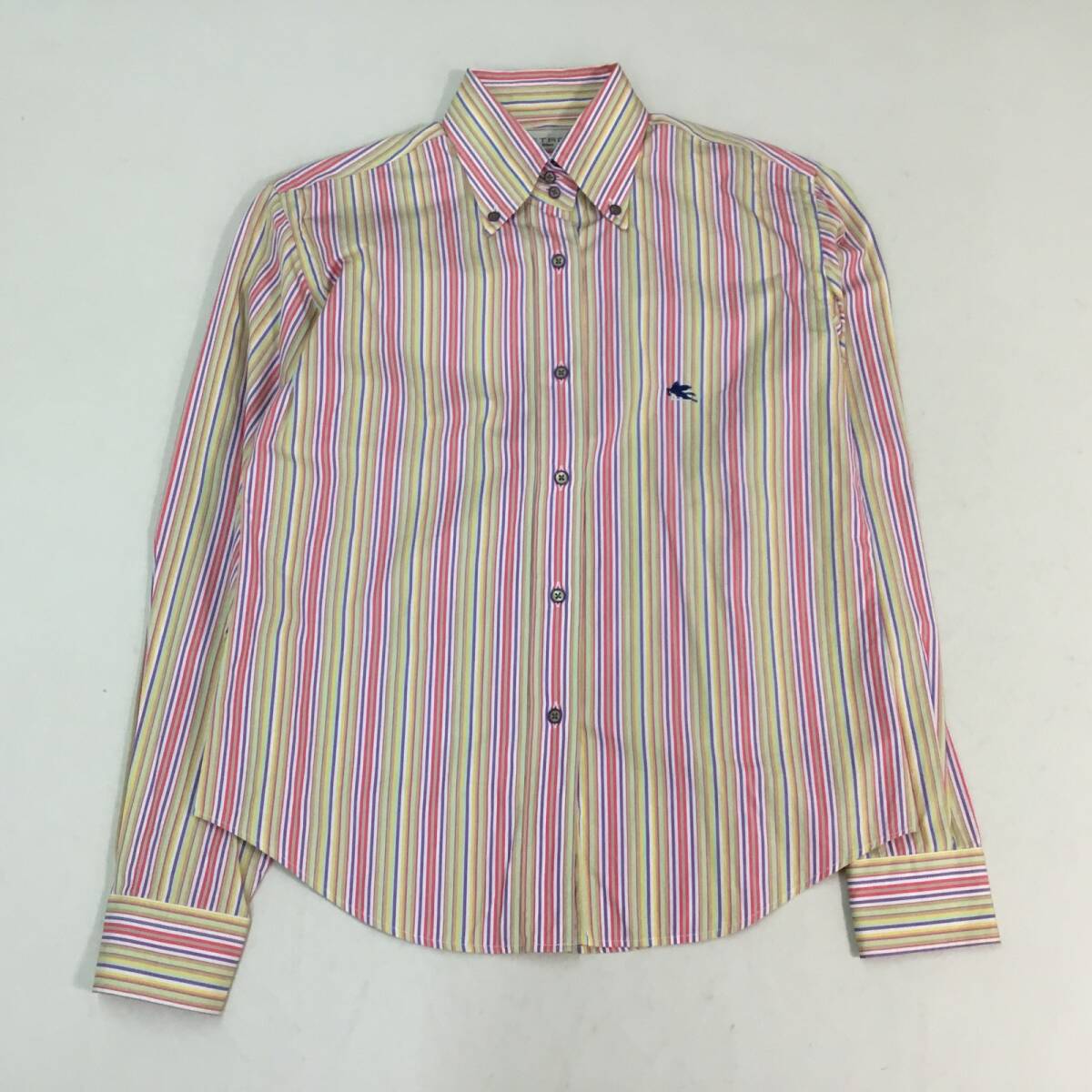 ■ 【送料198円】イタリア製 ETRO エトロ 長袖シャツ マルチカラー サイズ 42 メンズ トップス ストライプ ボタンダウン 0.16kg拍卖