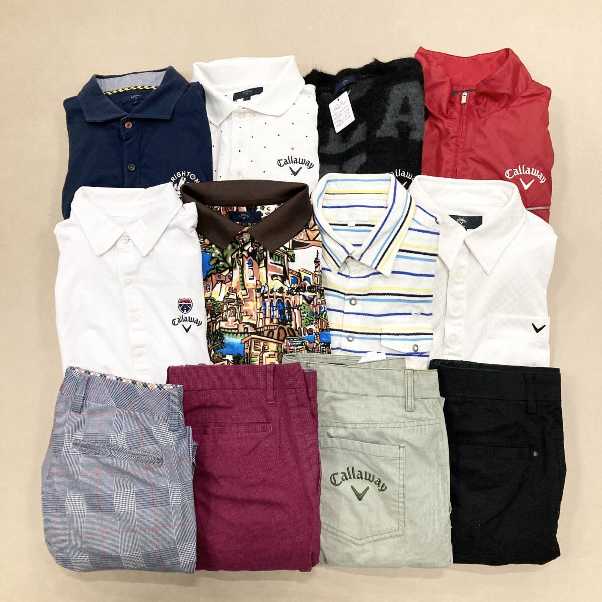 ★ゴルフウェア メンズ 12点 まとめ Callaway キャロウェイ シャツ トップス パンツ ボトムス サイズMIX スポーツブランド 卸 現状品 3.1kg拍卖