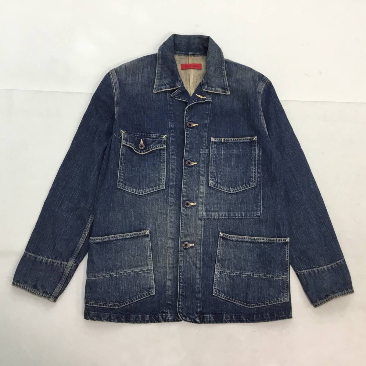 ■EDWIN503 REBEL エドウィン 50359 デニム カバーオール ワークジャケット コットン Mサイズ メンズ ボタン 0.88kg拍卖