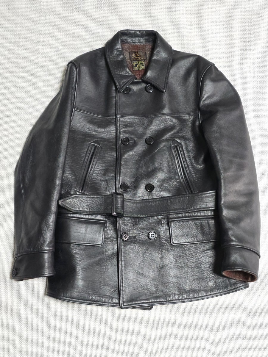 アットラスト ATLAST ホースハイド カーコート40 ブッチャープロダクツ TIMEWORN CLOTHING HORSE HIDE ダブルブレストレザーカーコート 拍卖