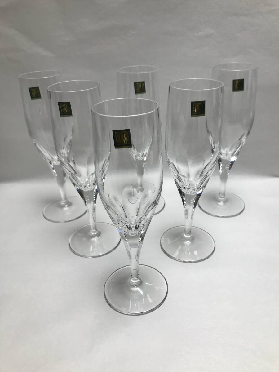 HOYA ホヤクリスタル 6面Qカット シャンパングラス  6脚拍卖
