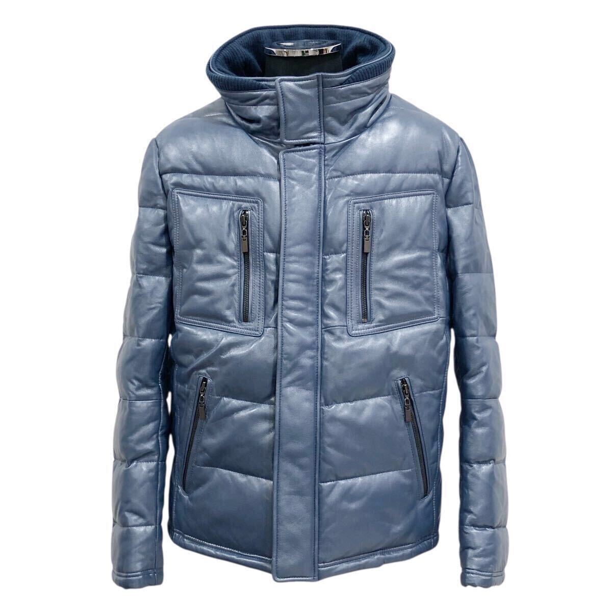 高級 FERRARA ITALY フェラーラ イタリア ラムレザー ジャケット 羊革 本革 防寒 ライディング バイカー size:105 ■0930KH①拍卖