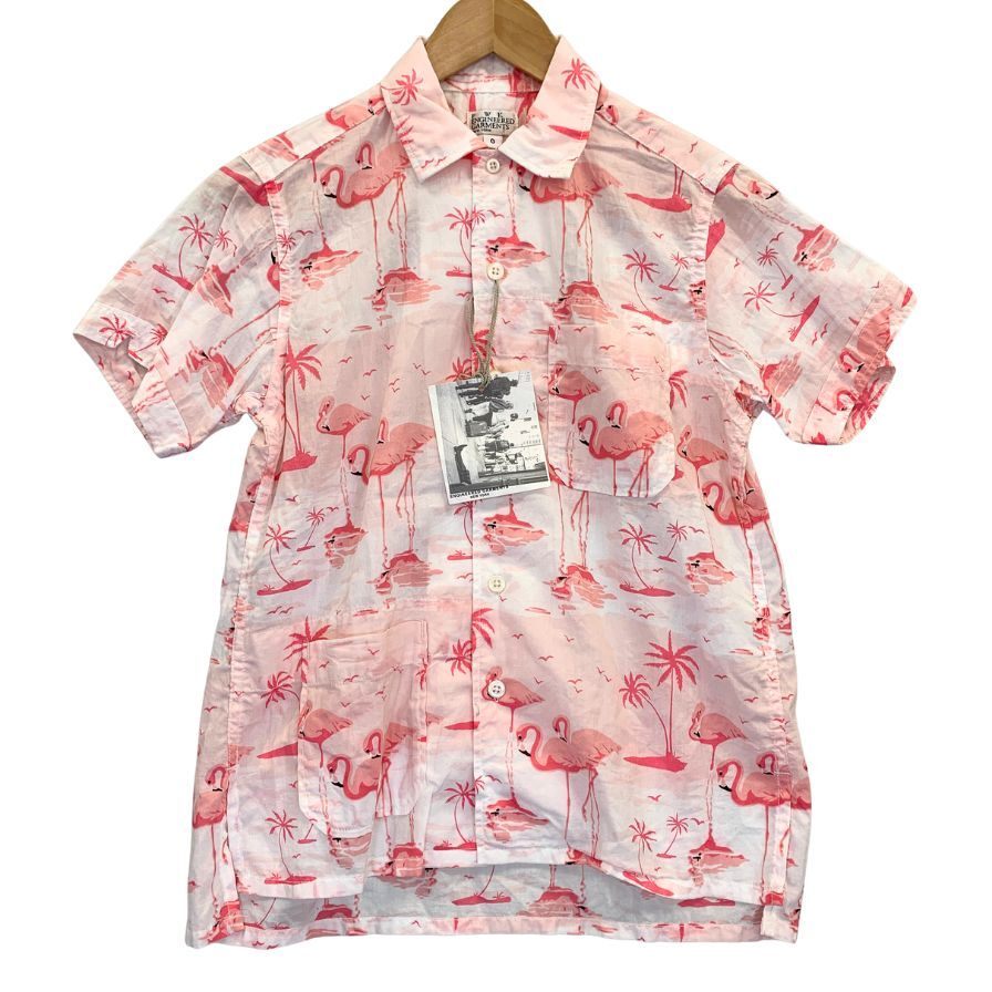 新品同様◆シャツ エンジニアードガーメンツ アロハシャツ 半袖 総柄 ピンク レディースサイズ0 ENGINEERED GARMENTS 【AFB33】拍卖