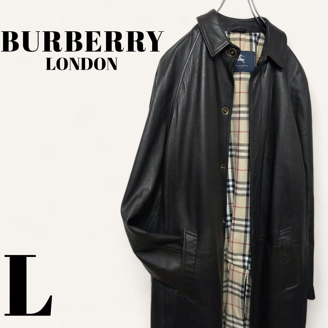 【希少】 BURBERRY LONDON 本革 レザーコート ノバチェック裏地拍卖
