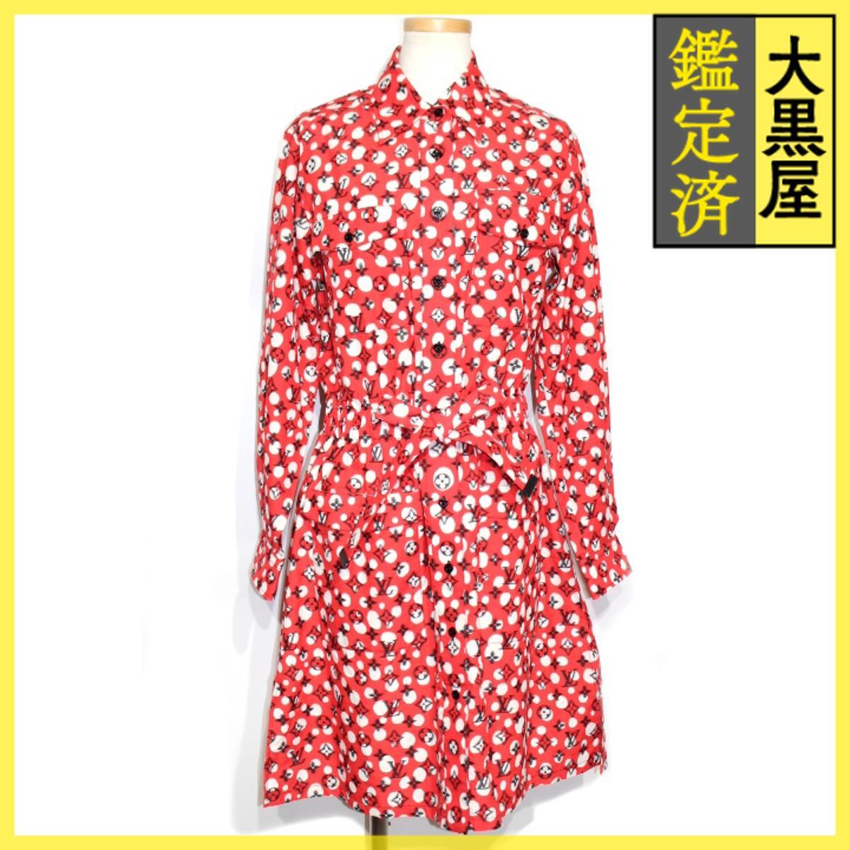 LOUIS VUITTON ルイヴィトン×草間彌生 インフィニティモノグラム シャツドレス レディース34 レッド コットン拍卖