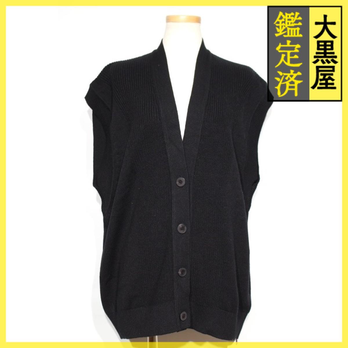 HERMES エルメス ベストカーディガン レディース34 ブラック カシミヤ拍卖
