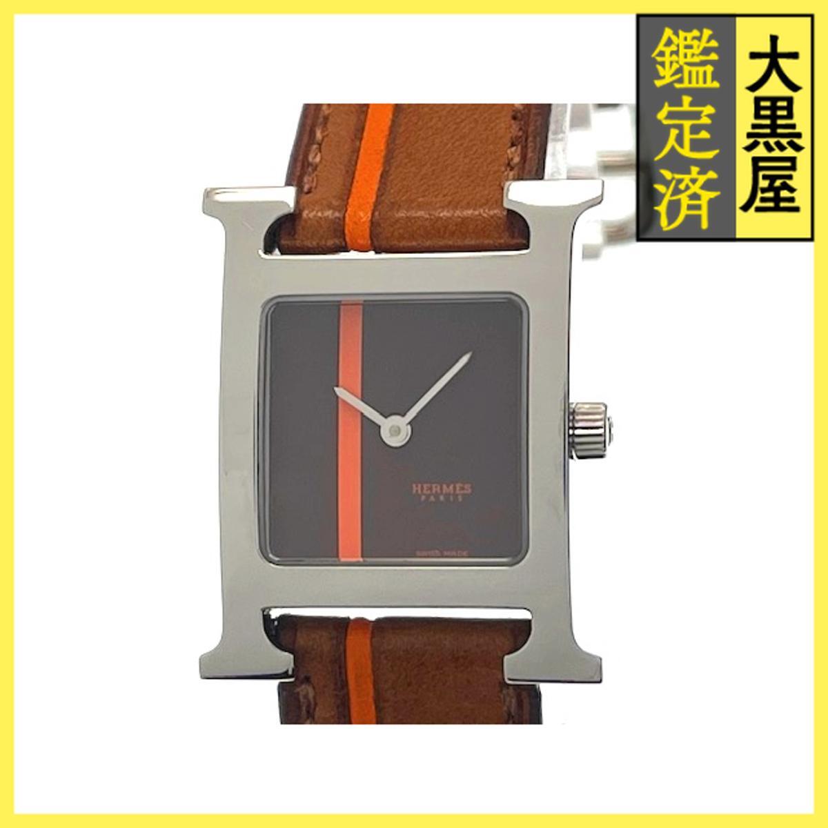 Hermes エルメス Hウォッチ HH1.210.435/VBOA SS/レザー クォーツ ブラウン 女性用/Ladies watches拍卖