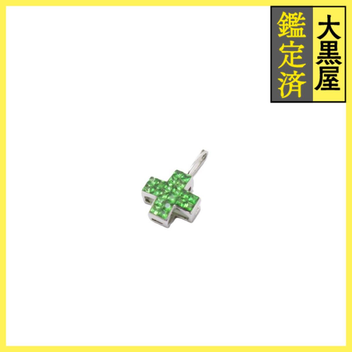 JEWELRY ノンブランドジュエリー クロスモチーフ ペンダントトップ K18WG ホワイトゴールド カラーストーン拍卖