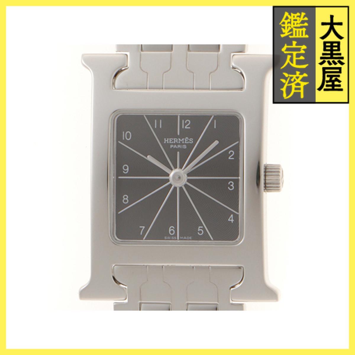 Hermes エルメス Hウォッチ HH1.210 SS クォーツ ブラック 女性用/Ladies watches拍卖
