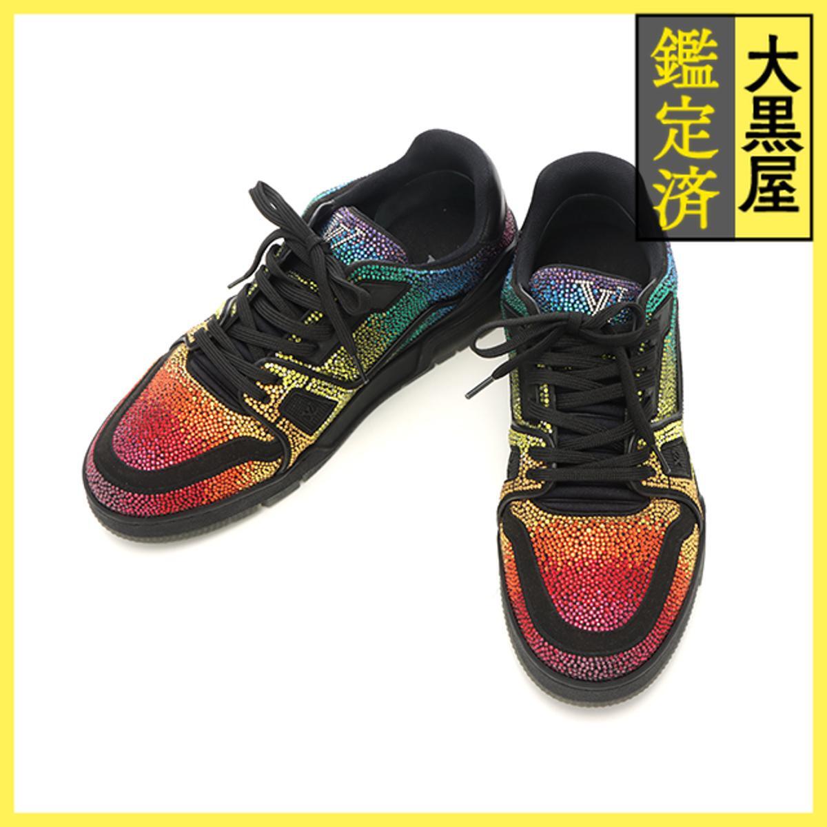 LOUIS VUITTON ルイヴィトン LVトレイナースニーカー メンズ6 ブラック/マルチカラー レザー/ラインストーン 1A5YL0拍卖