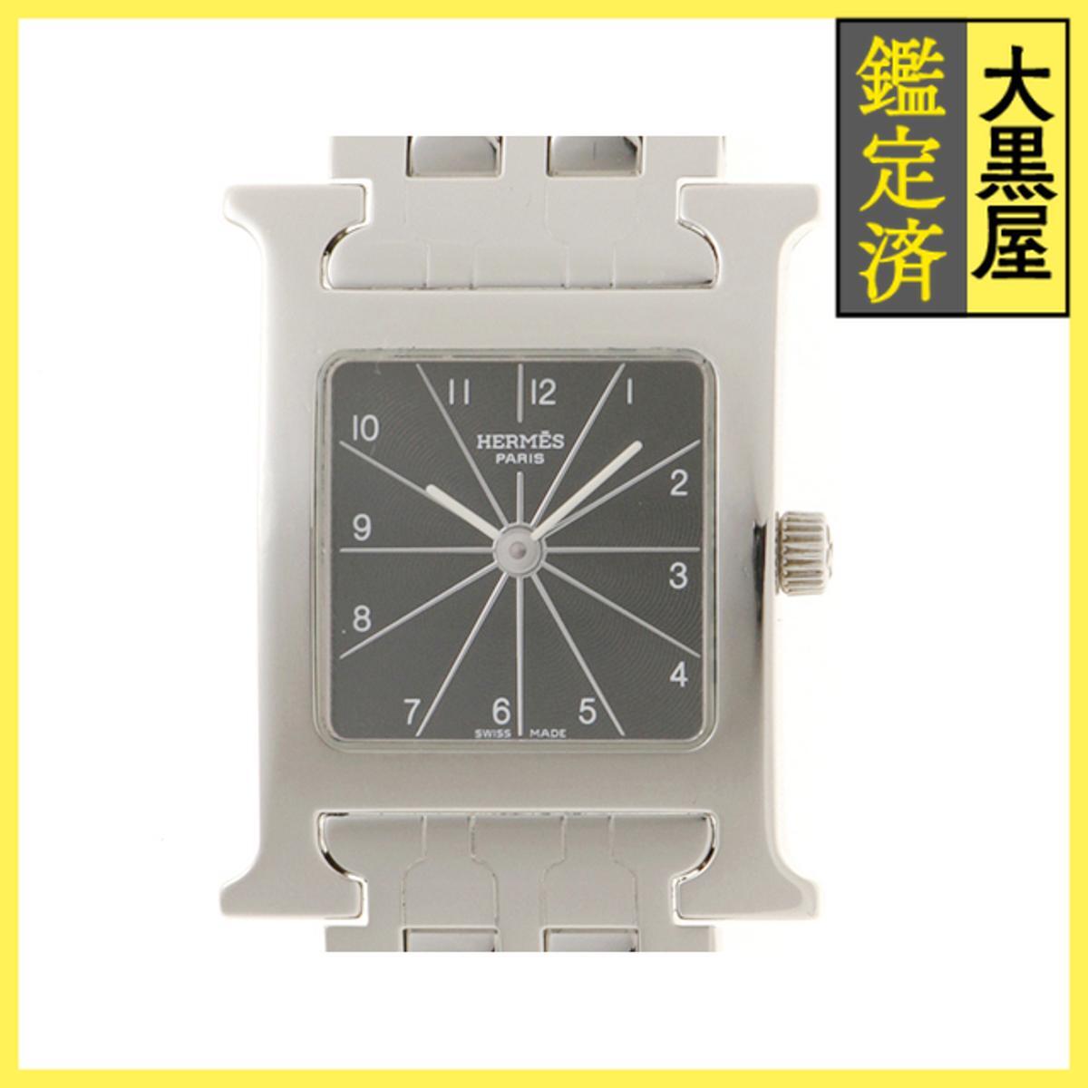 Hermes エルメス Hウォッチ HH1.210 SS クォーツ ブラック 女性用/Ladies watches拍卖