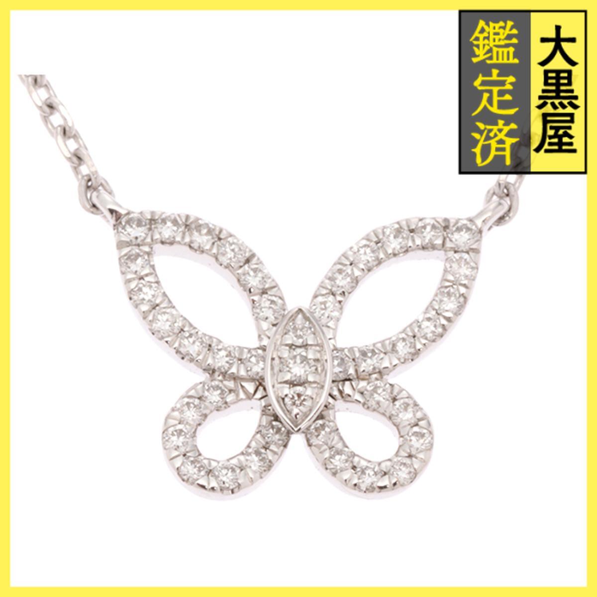 GRAFF グラフ ミニバタフライシルエット ネックレス K18ホワイトゴールド ダイヤモンド 3.1g拍卖